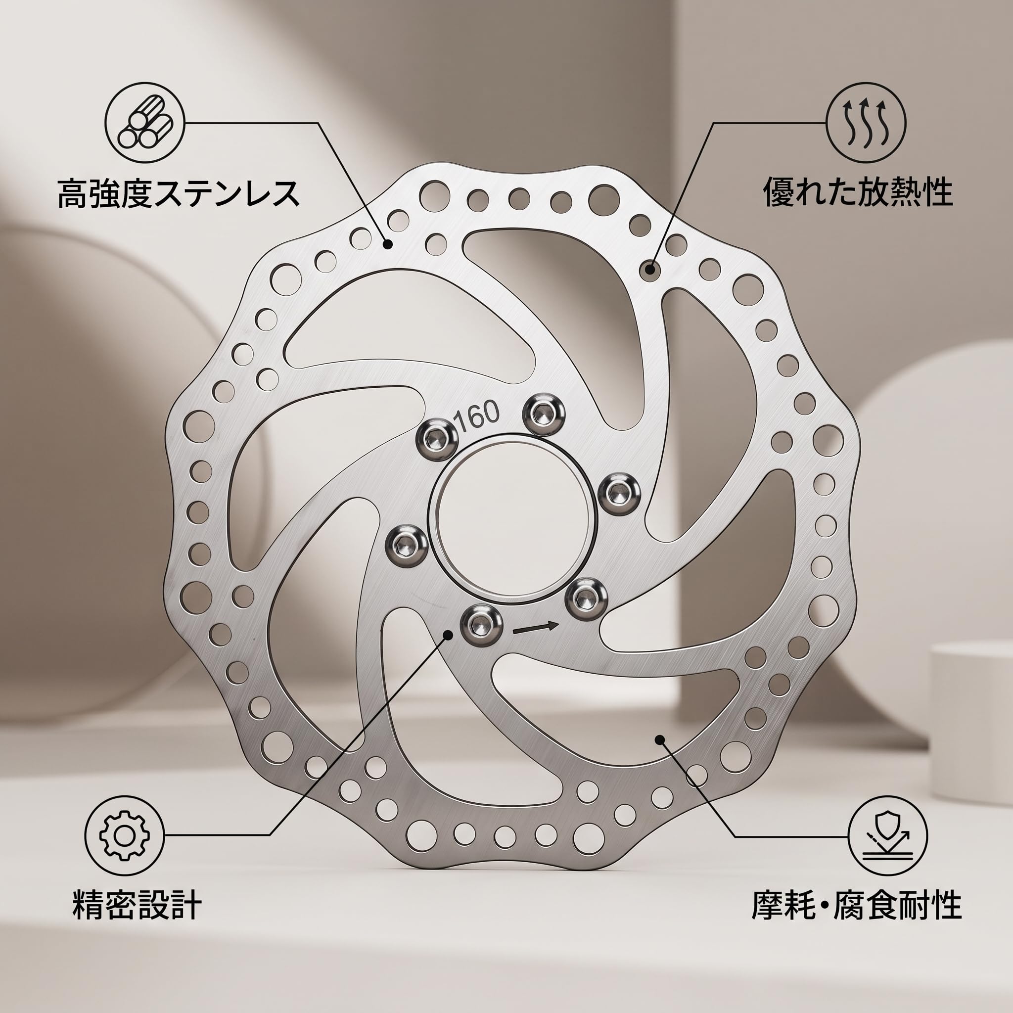 Amazon.co.jp: ディスクローター 自転車ブレーキローター 160mm 耐摩耗